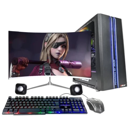 99% new ASUS P1-DIY with Intel X5650 processor, HD7670 4GB graphics card, 24.0-inch display, 32GB RAM, and 512GB SSD